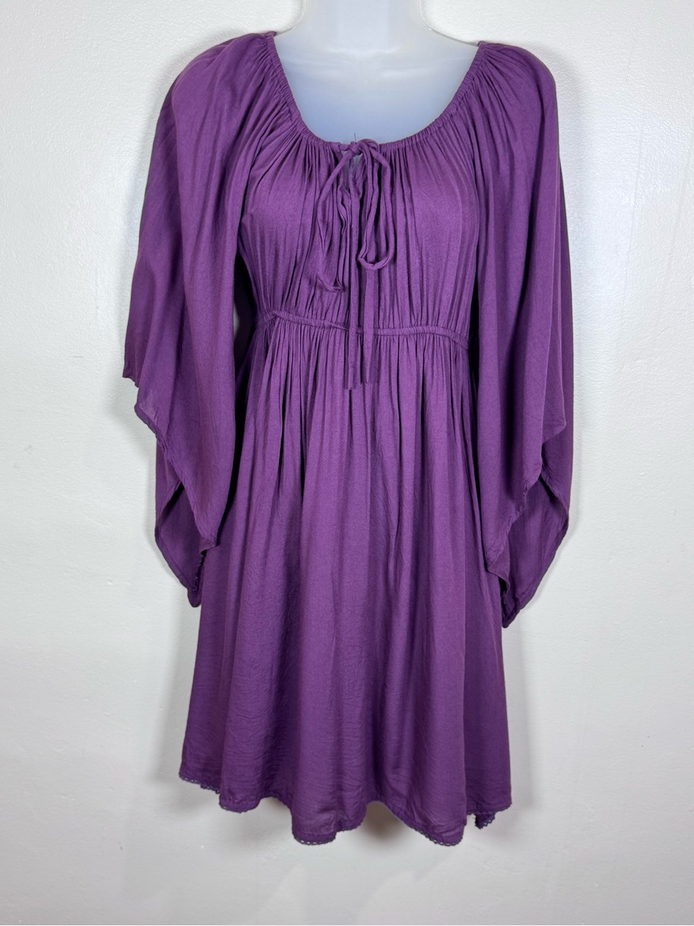 EARTHBOUND Womens Flare Sleeve Peasant Tie-Front Dress Milkmaid Whimsigoth M